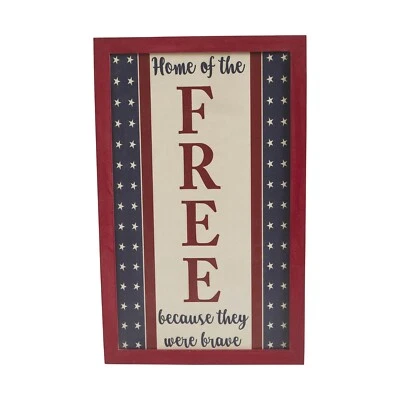 New Primitive Americana PATRIOTIC HOME OF FREE FLAG SIGN 16" - Image 1 of 3