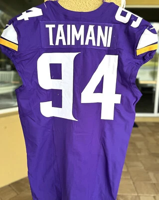 🏈Taki Taimani USADO EN EL JUEGO 💪Camiseta de los Vikings👕 (10/06/24) Juegos de Londres PSA Auténtica NFL Foto 1 de 4
