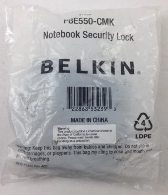 BELKIN NOTEBOOK SECURITY LOCK F8E550-CMK NEW FREE SHIPPING - Image 1 of 3