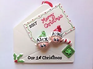 Personalized Twins 1st Christmas Announcement Ornament ,Newlywed,Family of Two - Picture 1 of 1