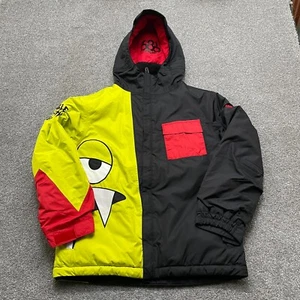 686 Jacket Youth Large Black Yellow Snaggle Tooth Full Zip Hooded Snow Boys READ - Picture 1 of 15