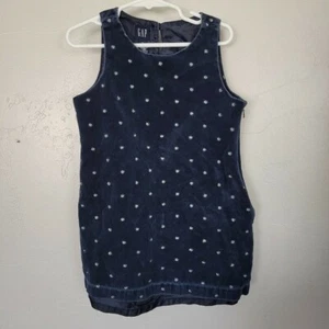 Gap Little Girl XS Navy Blue Sleeveless Dress Silver Stars Velvet Velour - Picture 1 of 5
