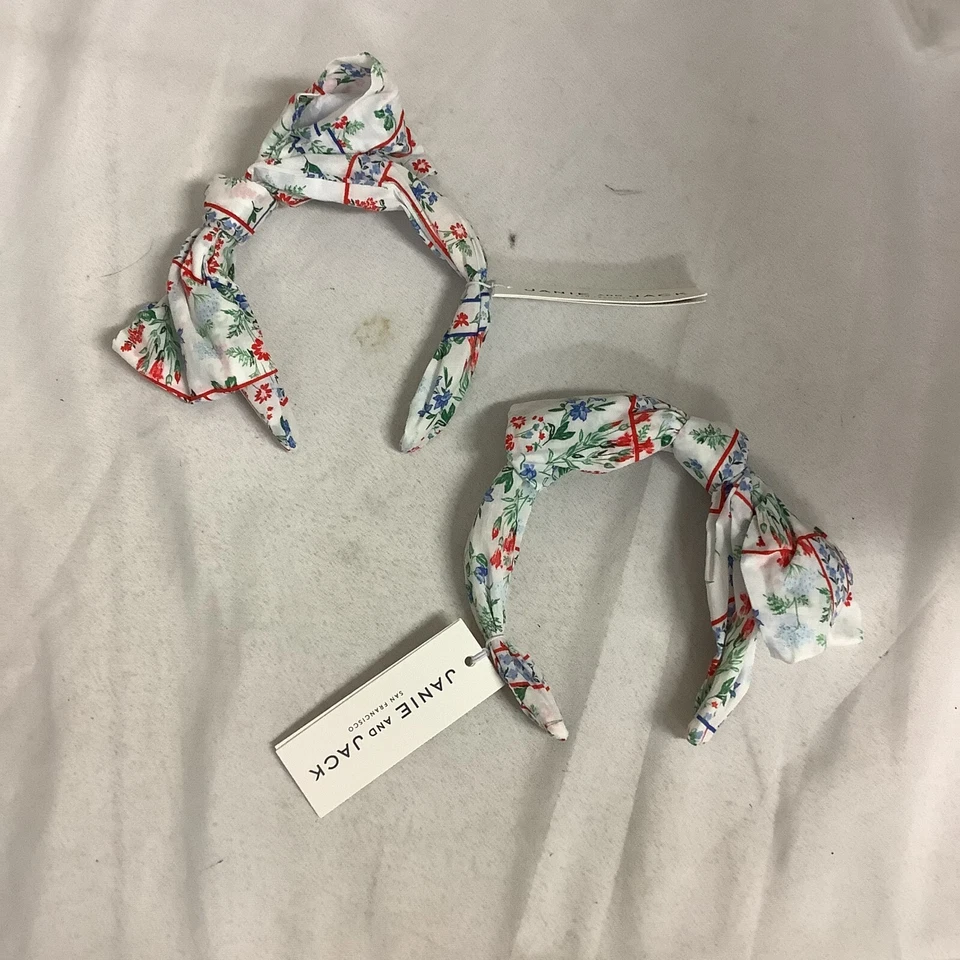 Janie And Jack Baby Girls Headband White Floral Pack Of 2 Elastic Bow - Image 1 of 4