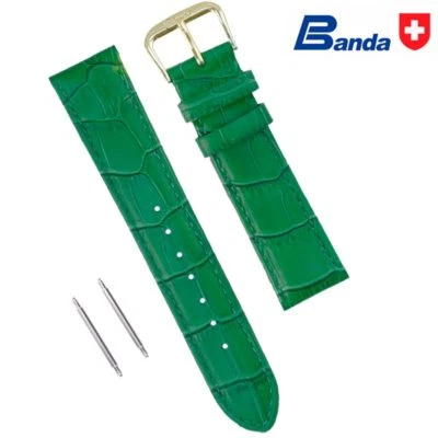Banda Crocodile Grain Embossed Padded Leather Watch Band Strap, Sizes: 6~17mm - Image 1 of 2
