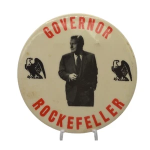 Vintage - Governor Nelson Rockefeller - Large 3" Pin/Pinback - Eagles/Red/White - Picture 1 of 9