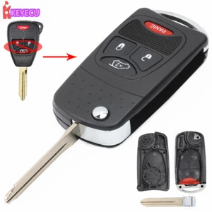 New Flip Remote Key Modified Case Shell fob 3+1 Button For Chrysler Dodge Jeep - Foto 1 di 4