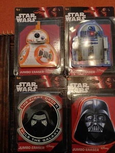 Lot of 4 Disney Star Wars Erasers DARTH VADER R2D2 BB-8 FIRST ORDER - NEW!! - Picture 1 of 4