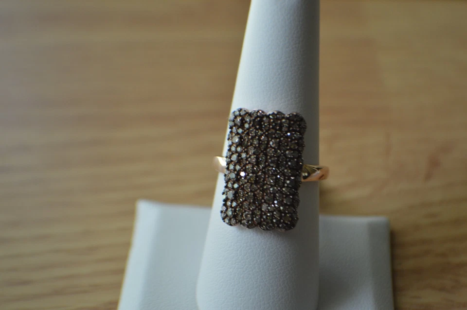 1.00ct Natural Champagne Diamond Ring ~ 14K Rose Gold over Fine Silver Size 8 - Image 1 of 4