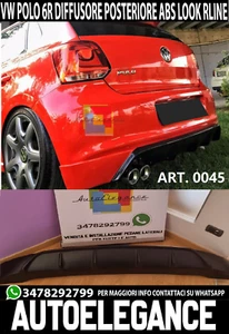 0045 VW POLO 6R 2009-2014 SOTTO PARAURTI POSTERIORE DIFFUSORE ABS LOOK RLINE - Imagen 1 de 13