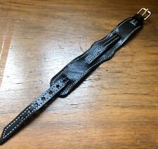10mm black leather handmade WW1 WW2 army military trench watch bund strap band