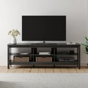 TV Stand 75 Inch TV Entertainment Center Media Console W/ 6 Open Shelves Black - Picture 1 of 6
