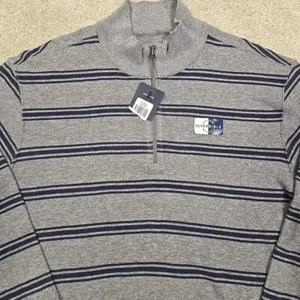 Neu Chaps Herren groß 1/4 Reißverschluss gestreift Wendbarer Pullover Pullover Stahl Wärme - Bild 1 von 9