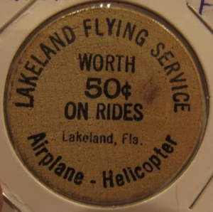 Níquel de madera vintage Lakeland Flying Service Lakeland, FL - ficha Florida - Imagen 1 de 2
