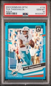 2023 Donruss Optic Tua Tagovailoa Aqua /299 Miami Dolphins Color Match PSA 10 - Picture 1 of 2