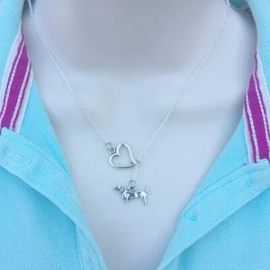 I Love My Dackel Handarbeit Antik Silber Lariat Stil "Y" Halskette. - Bild 1 von 9