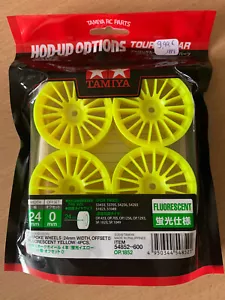 Tamiya Jantes Rallye 18 Branches 24mm Jaunes Fluo (x 4) Offset 0 1/10 54852 024 - Foto 1 di 1
