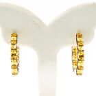 477Ctnatural Real Citrine And Sapphire Huggie Earring 925 Sliver In Gold Plated
