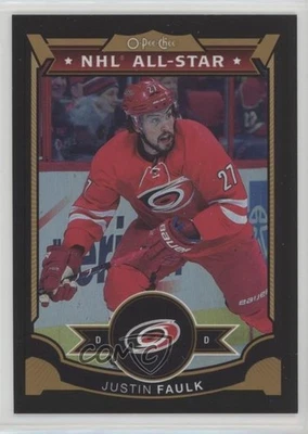 2015-16 O-Pee-Chee Rainbow Foil Black /100 Justin Faulk #442 - Image 1 of 2