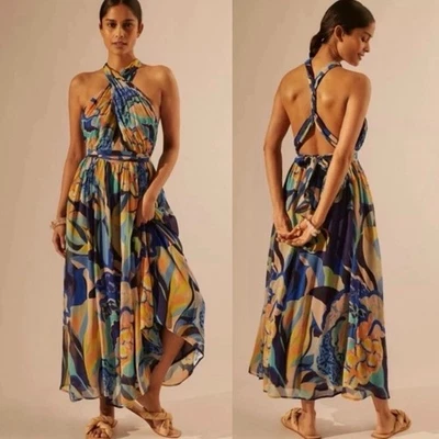 New ANTHROPOLOGIE ALEXANDRA FARMER XS PRINTED MAXI DRESS Read - Image 1 of 4