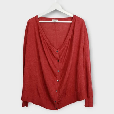 Cardigã Garnet Hill Feminino Pequeno Lagenlook Oversized Linho Fácil Drapeado Frente - Imagem 1 de 4