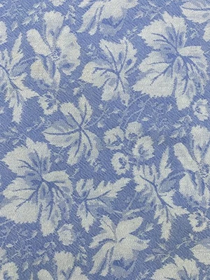 CRATE & BARREL Table Cloth Tapestry Throw Floral Jacquard Cotton Blue 47 x 47 - Image 1 of 4