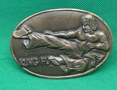 VINTAGE KUNG FU THEME BELT BUCKLE SOLID BRASS - Image 1 of 4