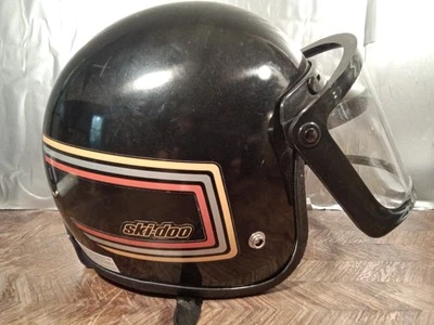 Vintage 1987 Ski-Doo Snowmobile Helmet Model 100 sz LARGE Black Stripes - Image 1 of 4