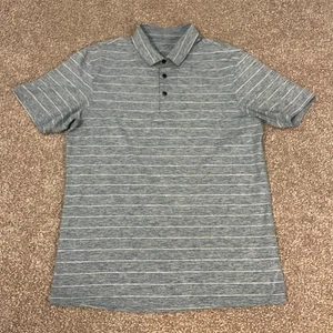 Camisa Polo Lululemon Evolution Para Hombre Gris Mediana Rayas Preppy Elastizada Golf - Imagen 1 de 6