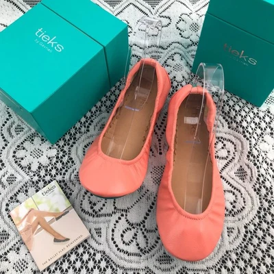 TIEKS by Gavrieli PEACH POPPY 腮红柔软皮革芭蕾平底鞋女式 7-10 码 — 第 1/4 张图片