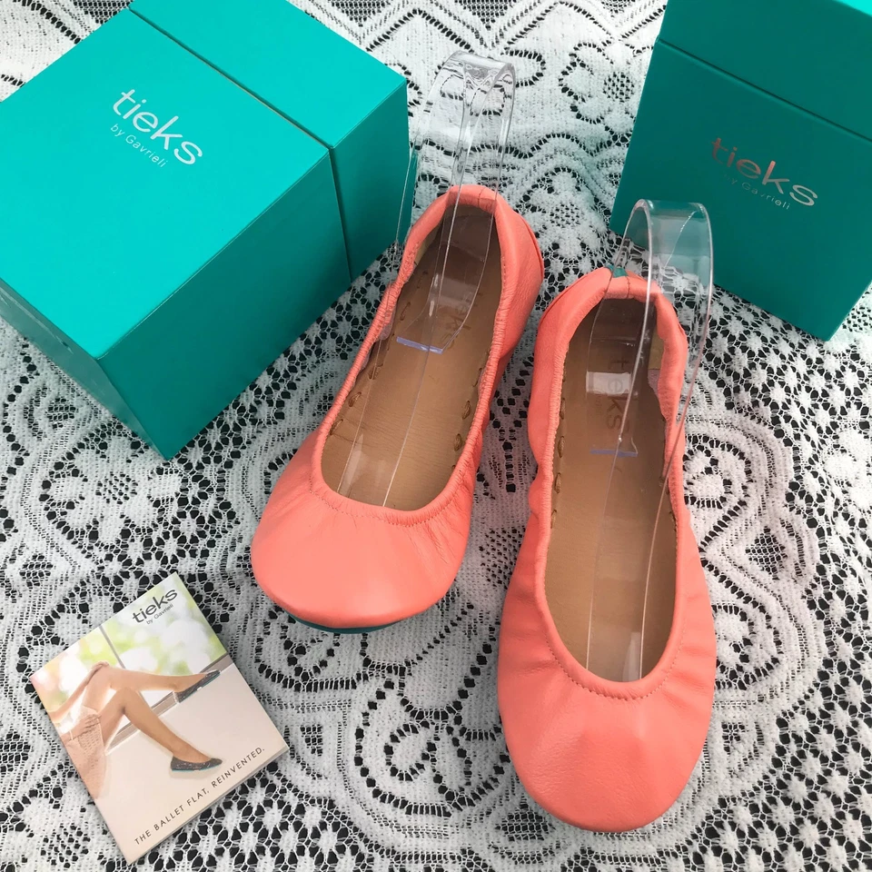 ГАЛСТУКИ от Gavrieli персиковый мак румяна мягкой кожи балетки женщин размер 7-10 - Изображение 1 из 4