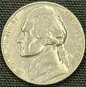 1970 S Mint Mark Circulated Jefferson Nickel  - Picture 1 of 4