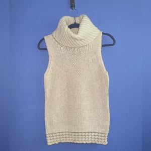 Vintage J. Crew Women's Cream Turtleneck Sweater Tank Top Size Small - Picture 1 of 3