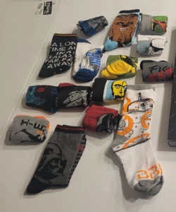 Star Wars Lot of 15 Socks - Kids Size M Shoe Size 9-2.5 - Picture 1 of 2