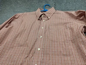 Antigua Dress Shirt Mens X-Large Check Orange Rust Button Down - Picture 1 of 13