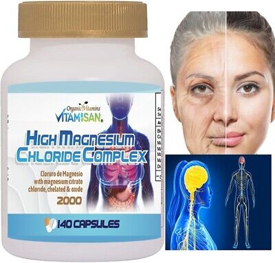 HIGH Cloruro De Magnesium Magnesium Chloride High Absorption 140 Caps & OXIDE • 13€