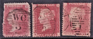 3 GREAT BRITAIN #20 VICTORIA LONDON DISTRICT "WC" NUMERAL CANCELLATIONS CV$34.50 - Picture 1 of 1