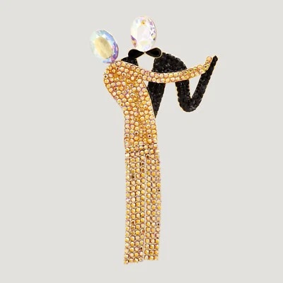 ButlerWilson Gold Black Crystal Dancing Couple Brooch NEW 50th anniversary LTD - Image 1 of 2
