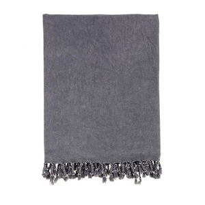 Bello Turkish Towel, Anthracite Stonewashed, Handwoven Peshtemal, 39 x 66.9 In - Picture 1 of 2