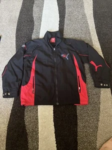 Puma  Youth Medium Black Red Logo Track Jacket Coat Full Zip Kids Boys Y2K - Picture 1 of 7