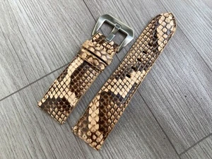 Cinturino orologio pelle serpente marrone, misura 16mm 18mm 20mm 21mm 22mm 24mm 26mm - Foto 1 di 10