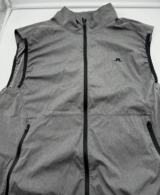 J Lindeberg XL Full Zip Golf Vest Windbreaker Dark Gray Nylon Blend Lightweight - Image 1 of 4
