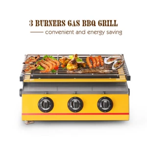3 Burner Gas LPG BBQ Grill Camping Outdoor Caravan Cooking Machine Smokeless - Picture 1 of 12