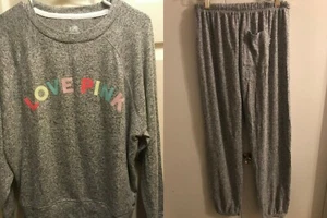 Victoria Secret LOVE PINK XS Lounge 2 Pc pj Set Pants Sweatshirt Pocket NEW Lot - Picture 1 of 5