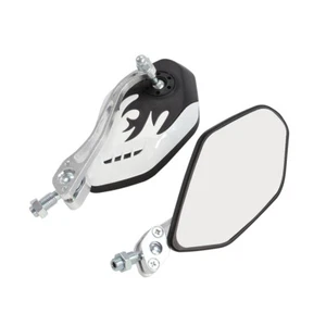 White Motorcycle Rear View Mirrors Flame Pattern 8mm 10mm Universal For Harley  - Picture 1 of 12