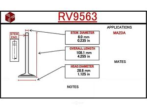 Engine Intake Valve ITM RV9563 fits 1995 Mazda Millenia 2.3L-V6