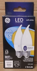 GE LED 60W LED Cam Soft White Dimmable 500 Lumens 2 Bulbs  - Picture 1 of 2