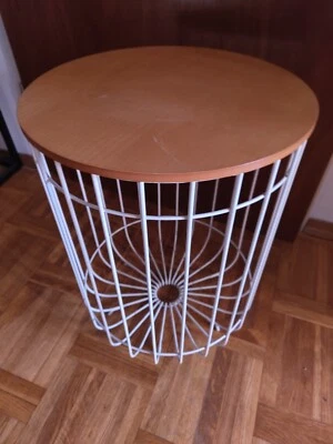 Drahtkorb rund Hochwertig Vintage Stil Industrie Stil Beistelltisch Blumenbank  - Bild 1 von 2