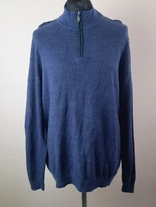 Suéter Tommy Bahama Azul Marino Algodón Mezcla Lana Merino Para Hombre Talla 2XL Azul Marino 1/4 Cremallera - Imagen 1 de 10