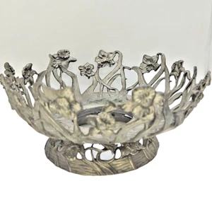 1992 Seagull Pewter Canada DAFFODIL Footed Bowl Stand Holder 10" - Picture 1 of 4