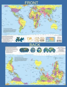 Mapa del mundo de proyección Hobo-Dyer, papel, doblado - Imagen 1 de 1